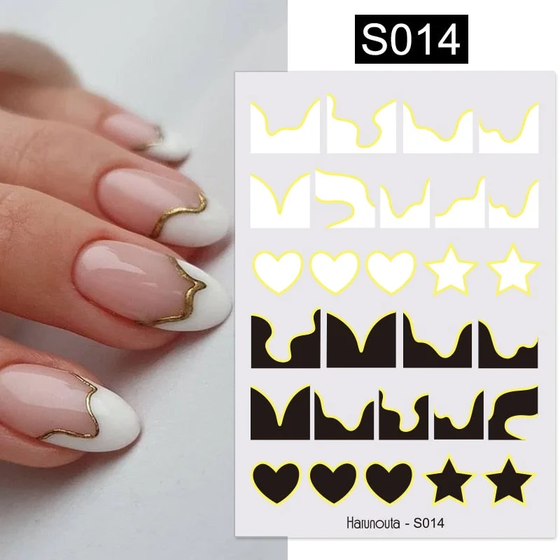 1PC Sexy Lady Shaped 3D Nail Stickers Character Face Image Leaves Flower Decals Slider Black White DIY Nail Art Decorarion-Nail Inspo