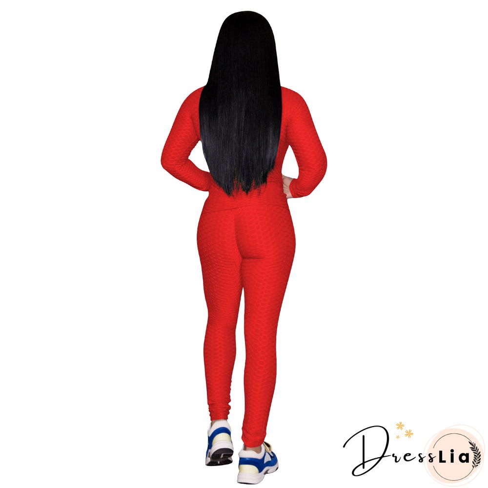 Zip Stand Collar Sportswear Jacket And Pants Set