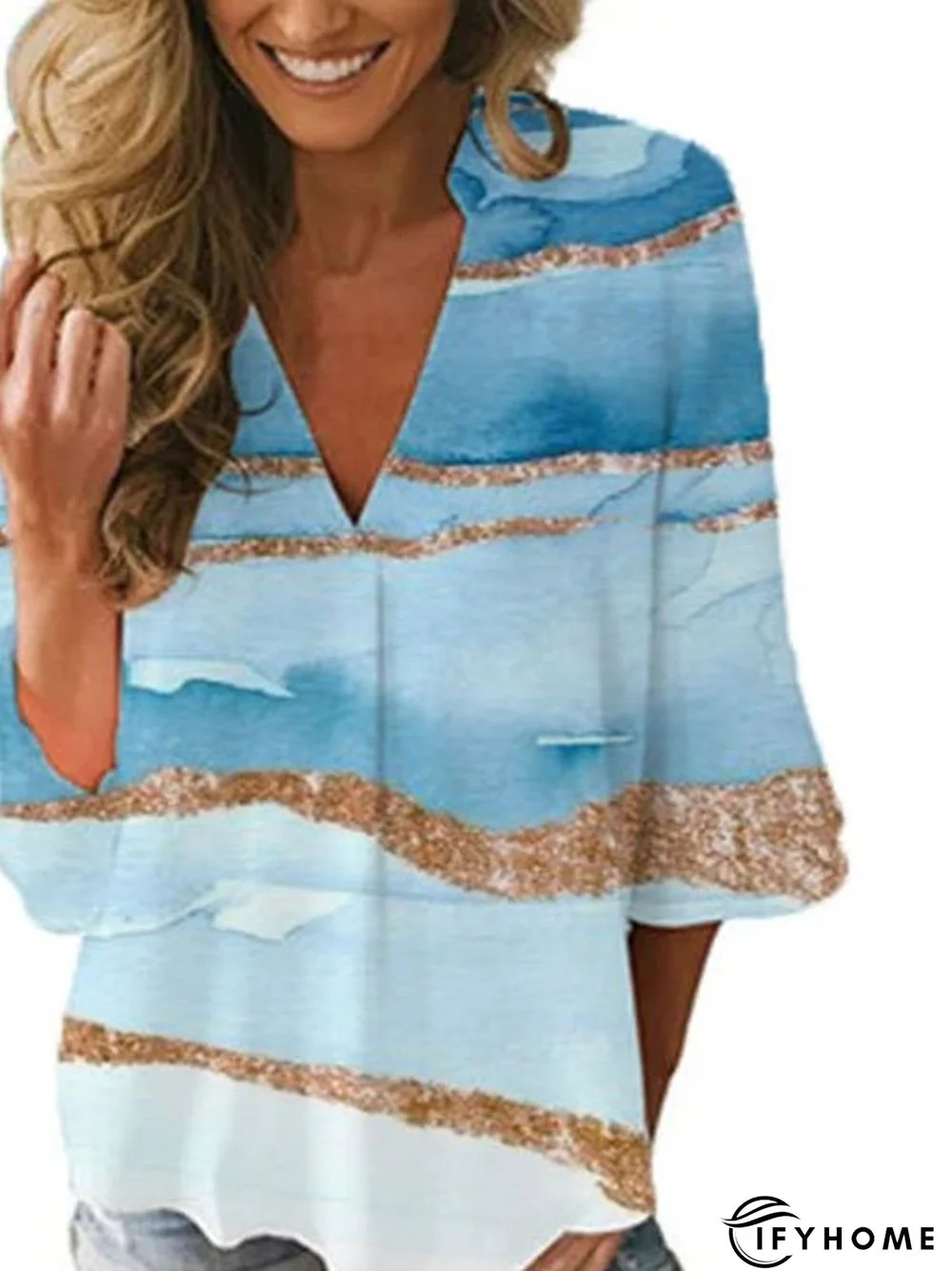 Printed Short Sleeve Casual Top | IFYHOME