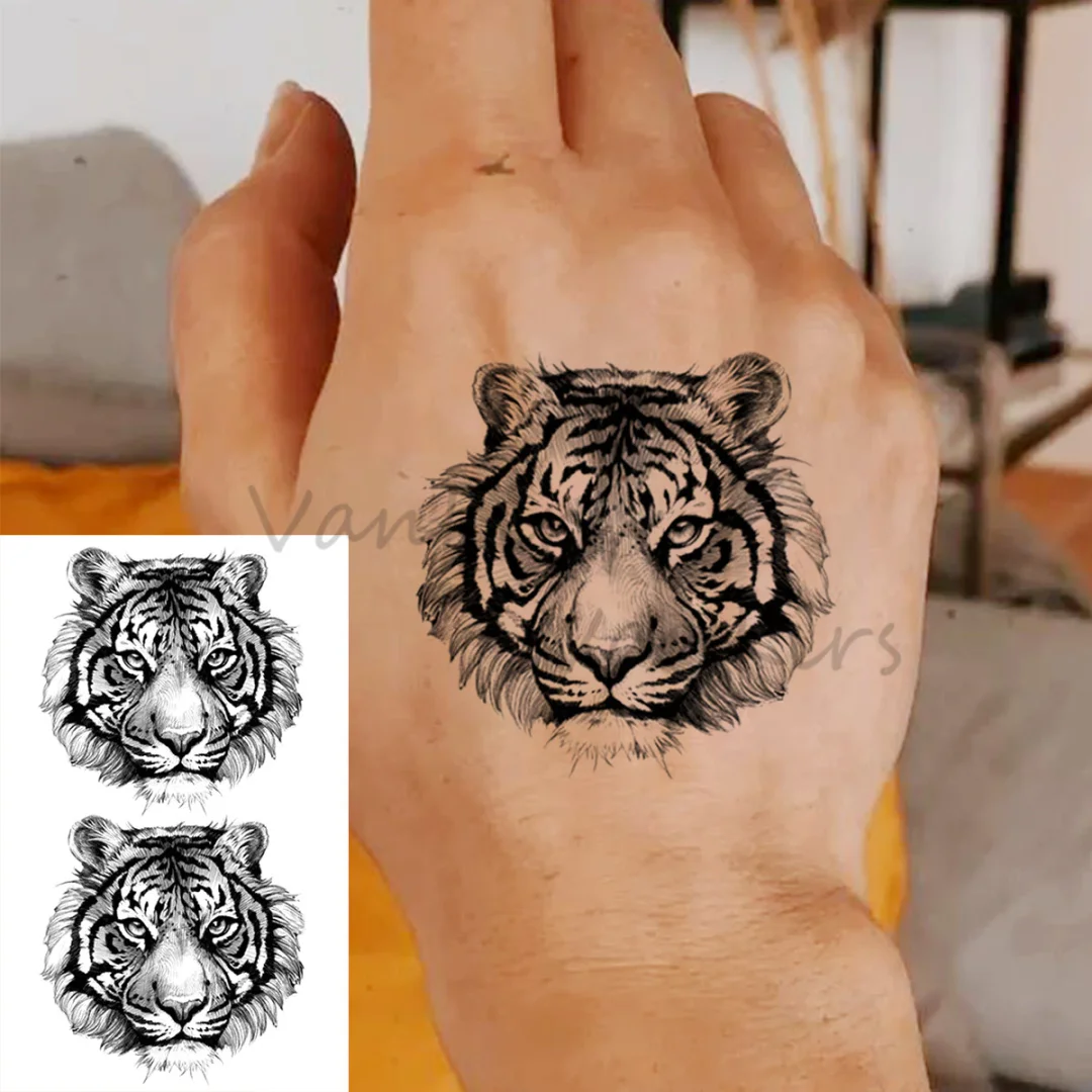 Sdrawing Cloud Coconut Tree Temporary Tattoos For Adults Girls Tiger Flower Compass Mountain Fake Tattoo Sticker Arm Leg Tatoos