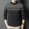 Round neck thick casual 100% wool sweater