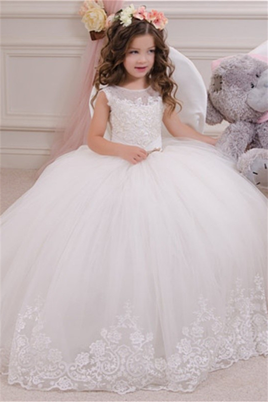 Fabulous Scoop Sleeveless Princess Flower Girl Dress Tulle With Appliques - lulusllly