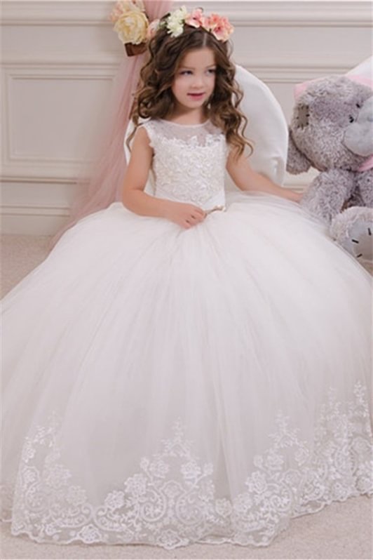Luluslly Scoop Sleeveless Princess Flower Girl Dress Tulle With Appliques