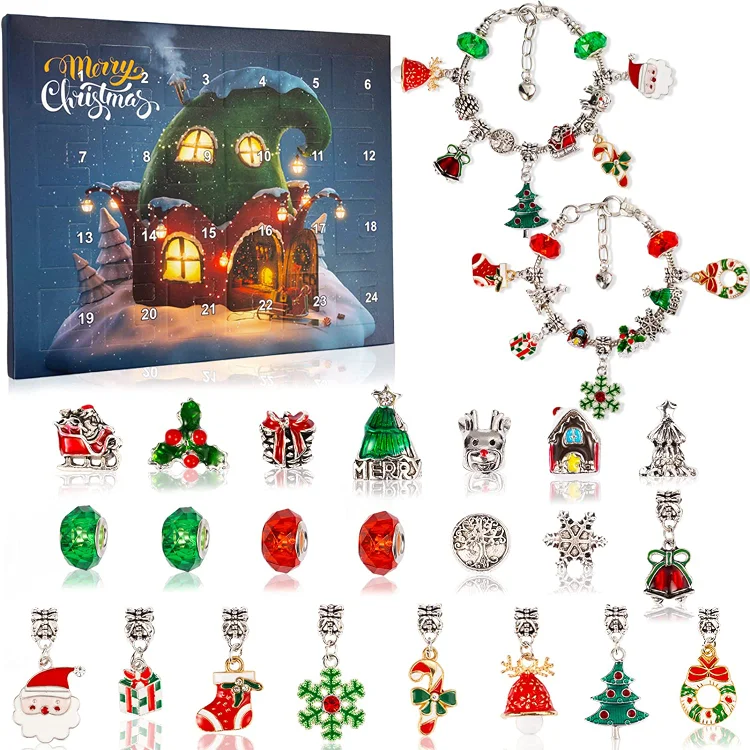 24 Pcs DIY Christmas Advent Calendar Bracelets Set 