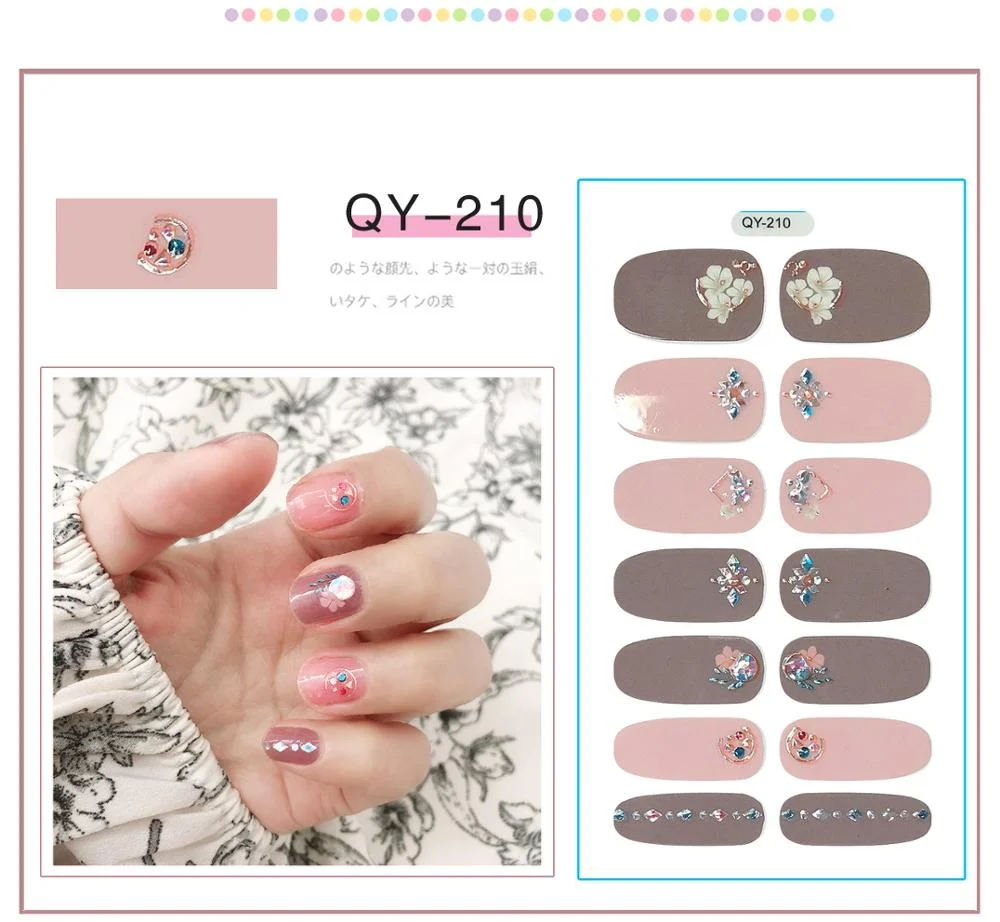 ENDRRFLLA Glitter Decorative Floral Nail Stickers Gray Water Transfer Polish Items Nail Art Decals 2020 New Design Nail Art 1pc-Nail Inspo