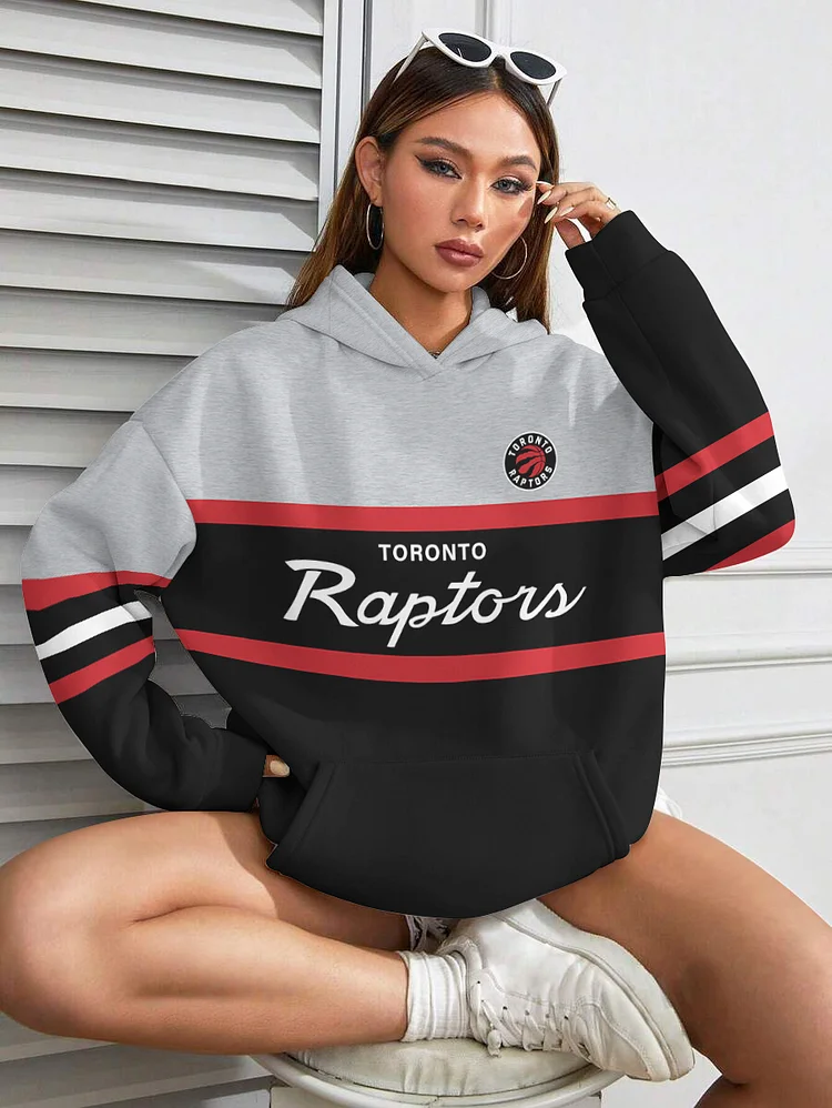 Toronto Raptors Printed Hooded Pocket Pullover Hoodie