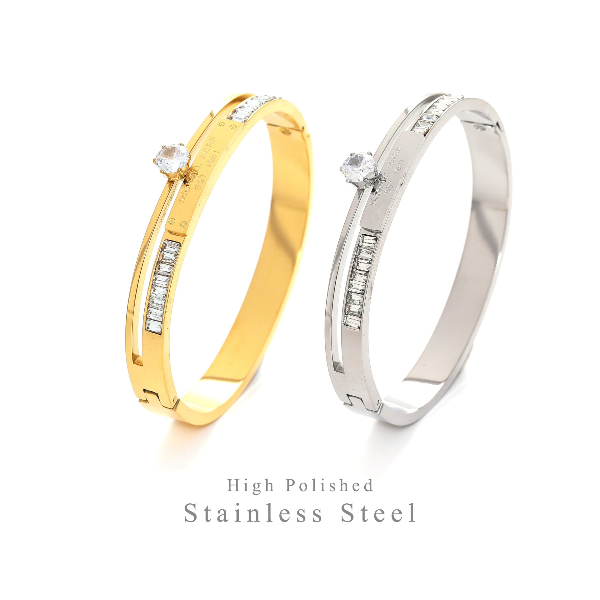Star Titanium Steel 18K Gold Plated Bangles