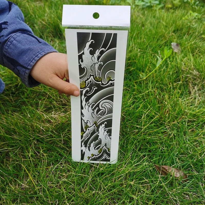 Waterproof Flower Arm Temporary Tattoo Sticker Chinese Wind Arm Ring Wave Art Dec Fake Tattoo Men Women Foot Ring Tattoo Sticker