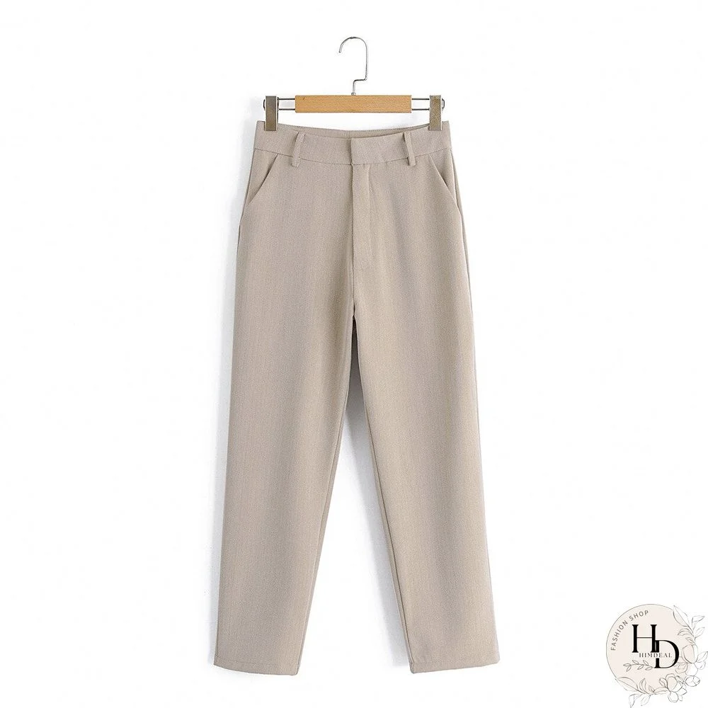 Spring Autumn Women Vintage Khaki 2 Pieces Set OL Office Blazer Jacket Coat+Pencil Pant Suits Casual Trouser Outfits Female