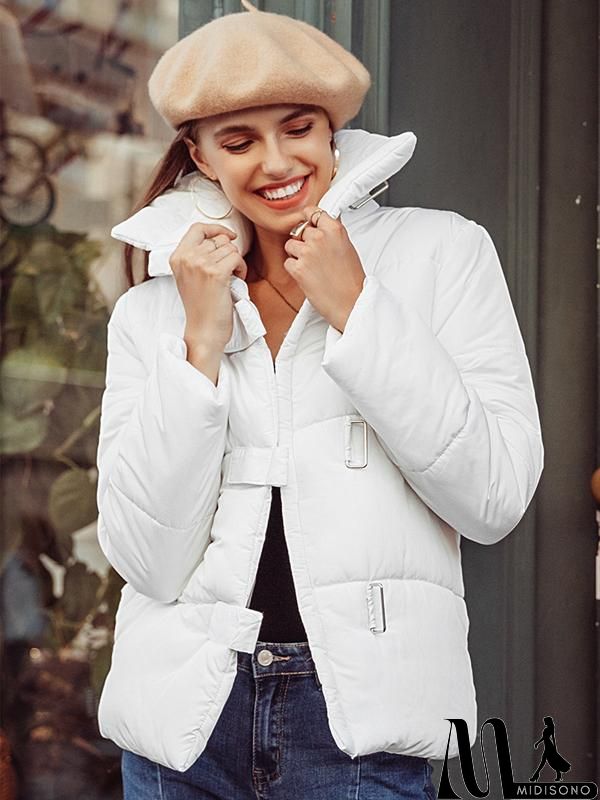 MidiSono - Turndown Collar Loose Parka Casual Thick Warm Jacket