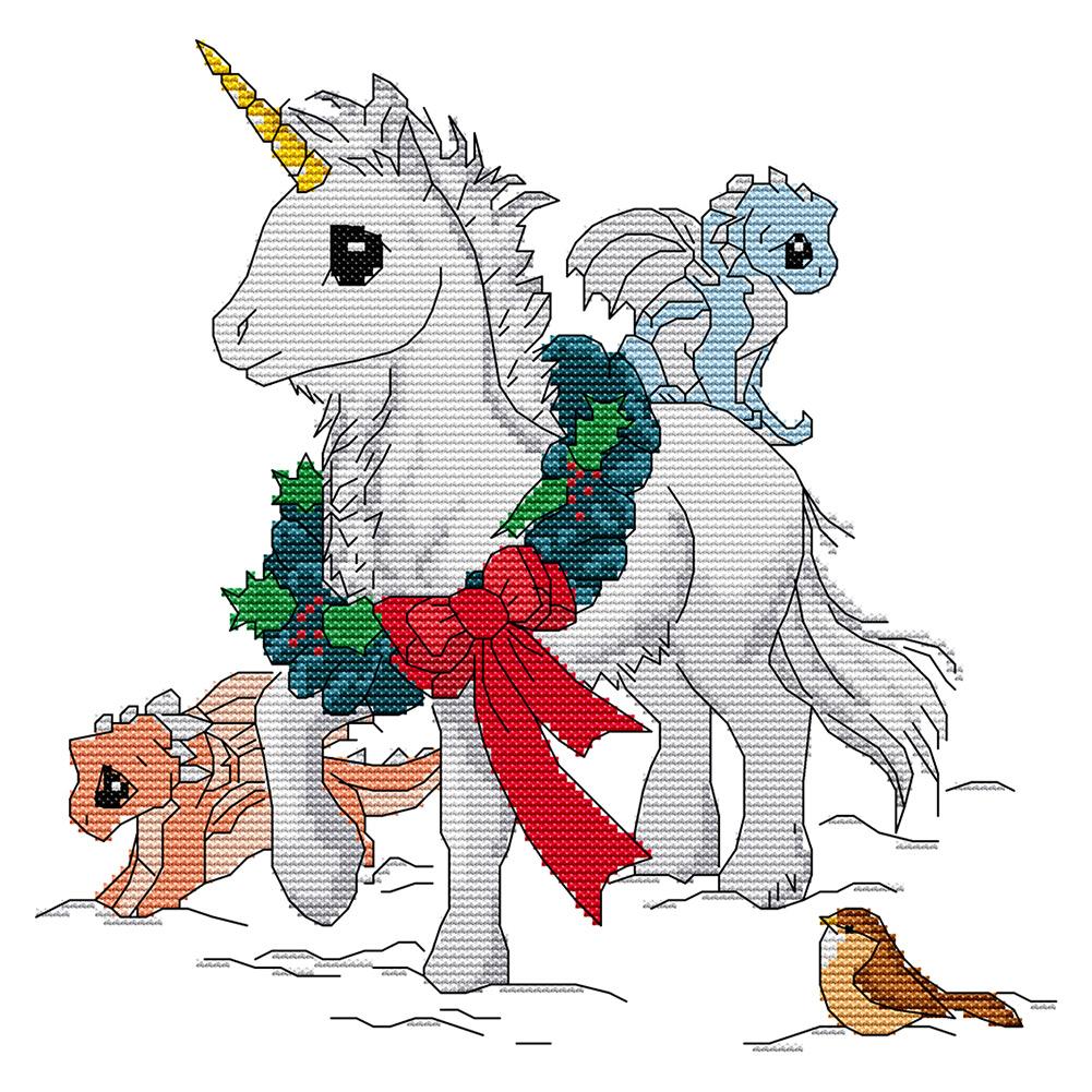 

Unicorn - 14CT Stamped Cross Stitch - 30*29cm, 501 Original