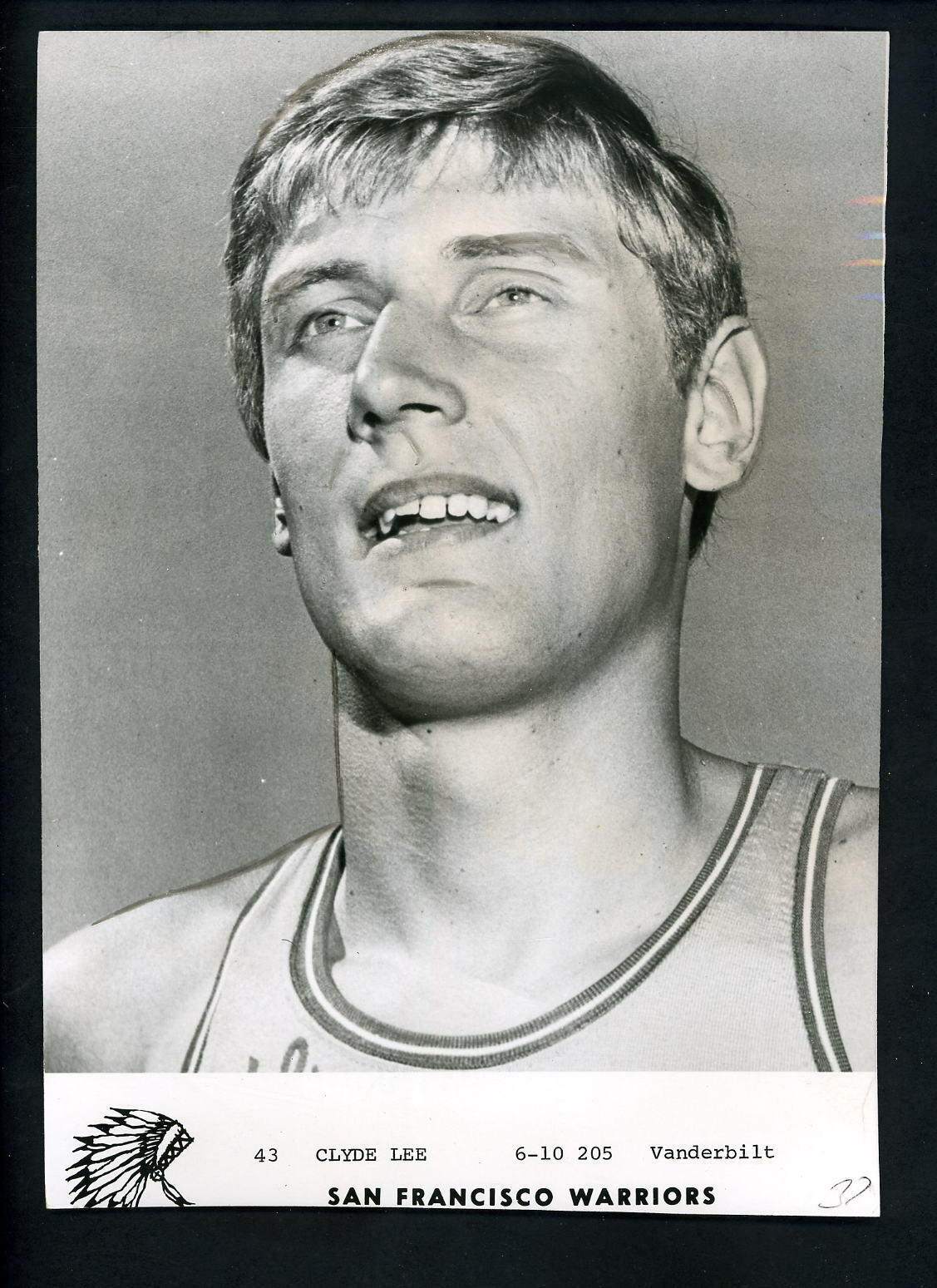 Clyde Lee San Francisco Warriors team issued 1969 Type 1 Press Photo Poster painting