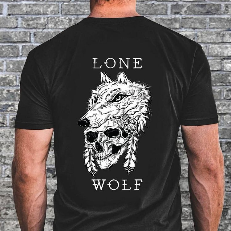 Wolf skull print short-sleeved t-shirt