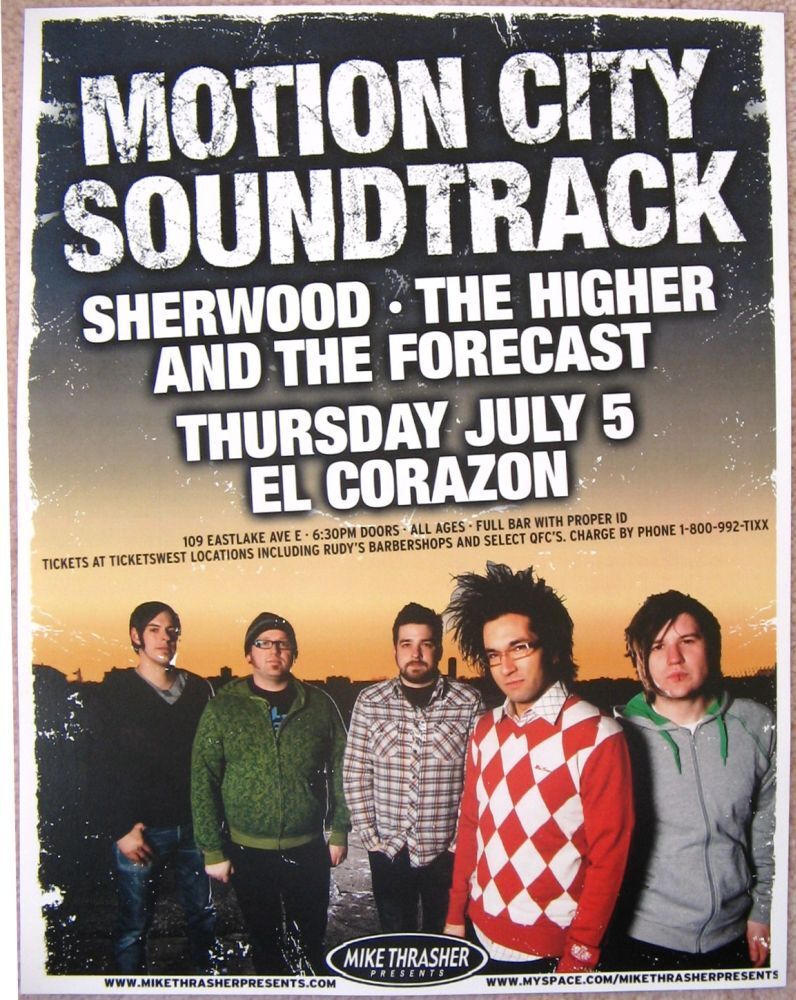 MOTION CITY SOUNDTRACK 2007 Gig POSTER Seattle Washington Concert