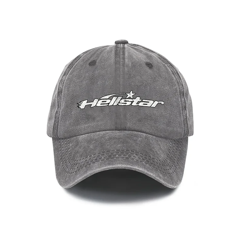 Unisex Distressed Washed Cotton Star Hell Graphic Baseball Cap SOPULA