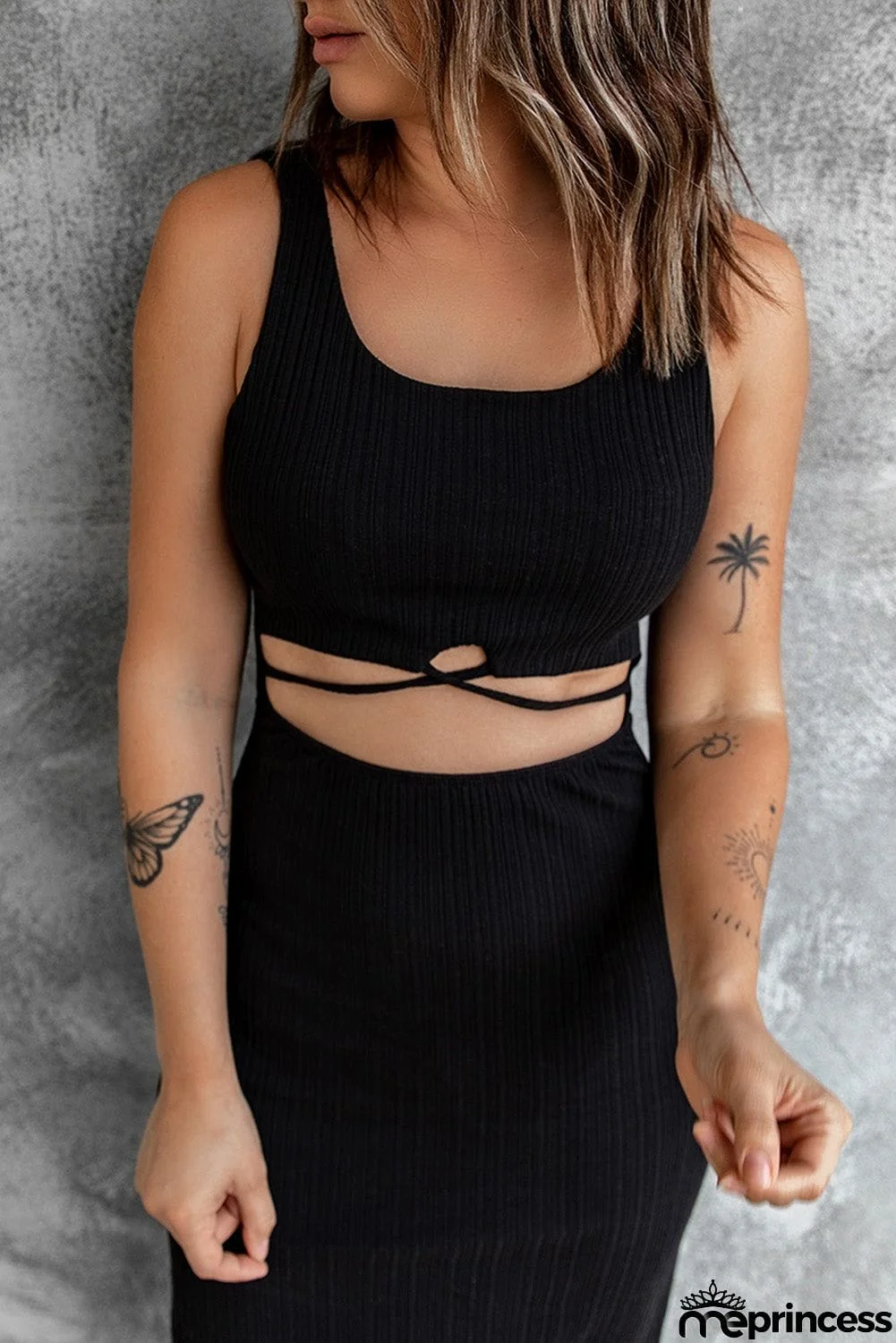 Black Sleeveless Midi Dress