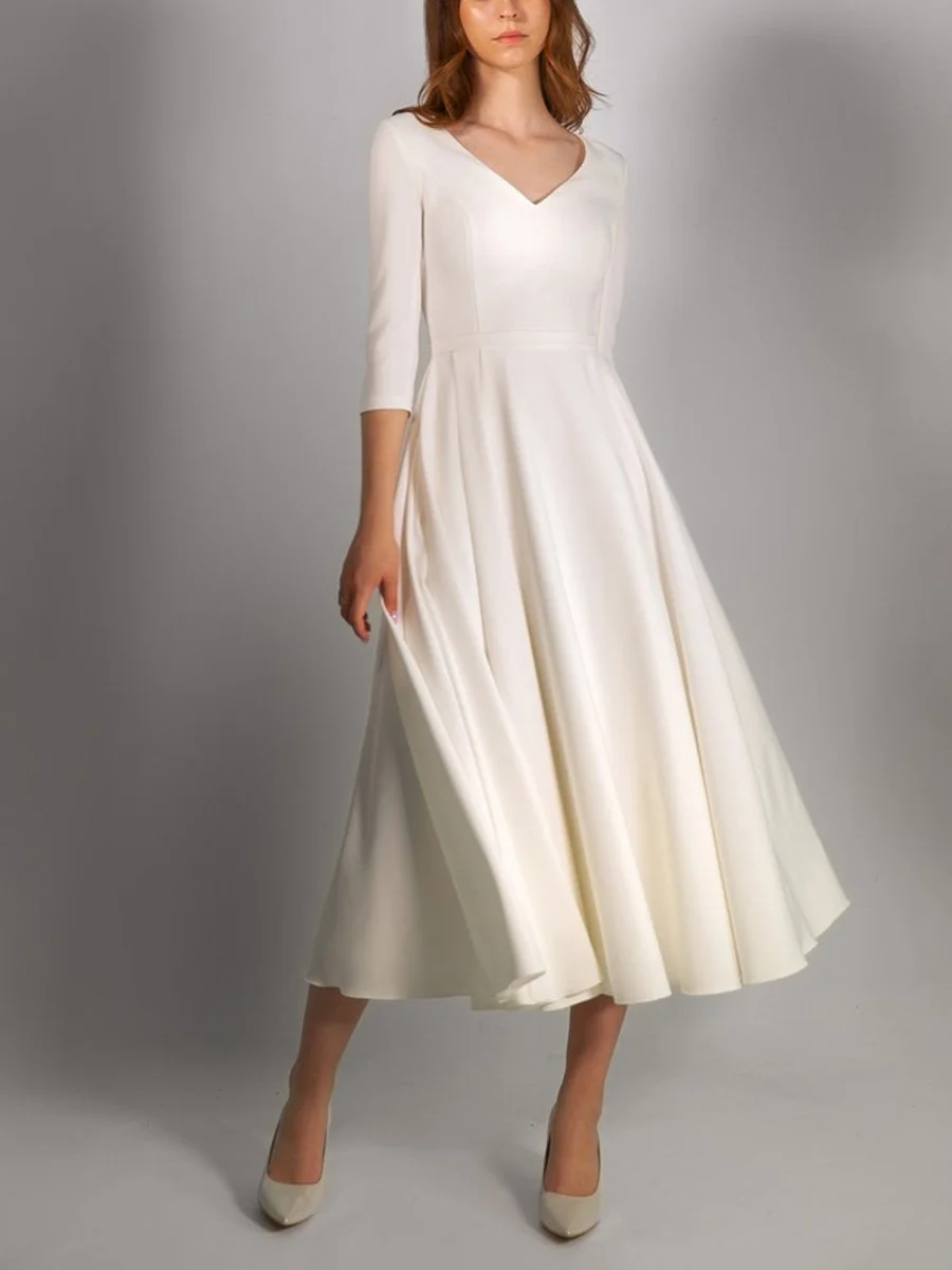 V-neck Dinner Wedding Dress