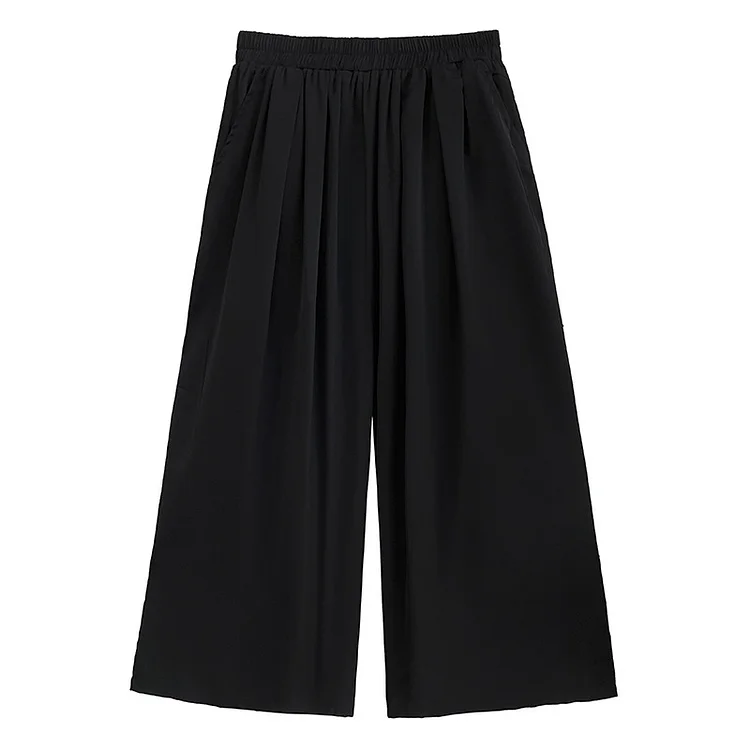 Dark Style Solid Color Wide Leg Pants