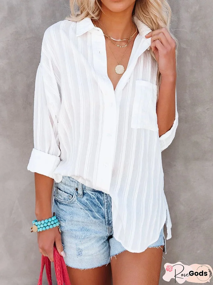 Casual 3/4 Sleeve Cotton-Blend Blouse
