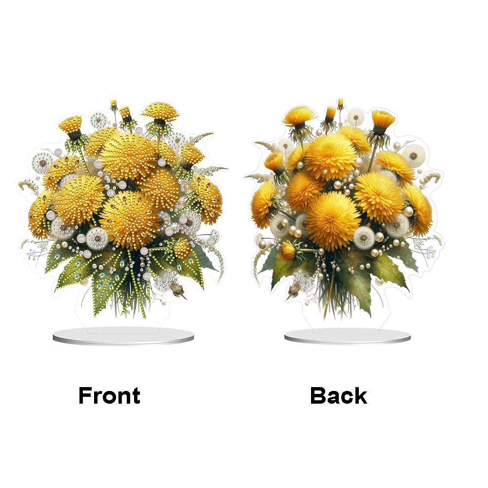 2D Flat Dandelion DIY Desktop Diamond Art Kits Bedroom Table Decoration