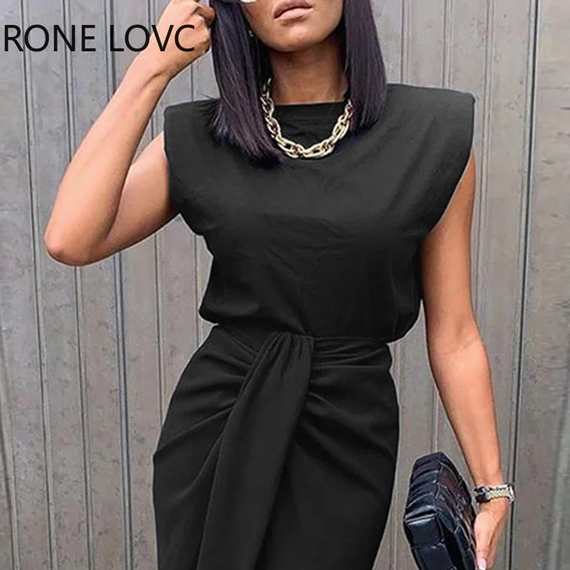 Women Sold Sleeveless Top & Slit Twisted Midi Skirt Set Elegant Fashion Chic Dress 515-1