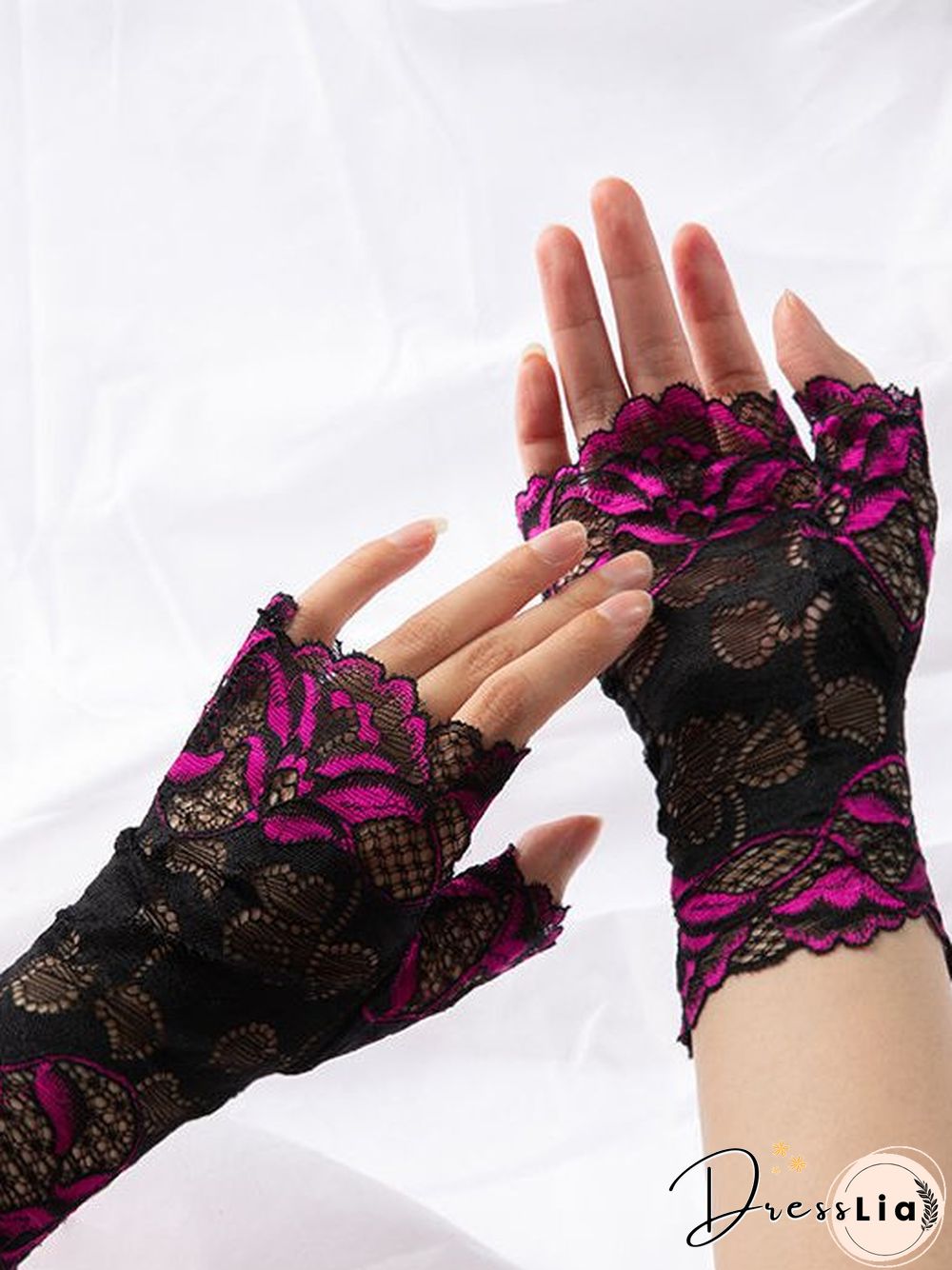 Women Floral Sexy All Season Lace Lightweight Holiday Hollow out Standard Gloves