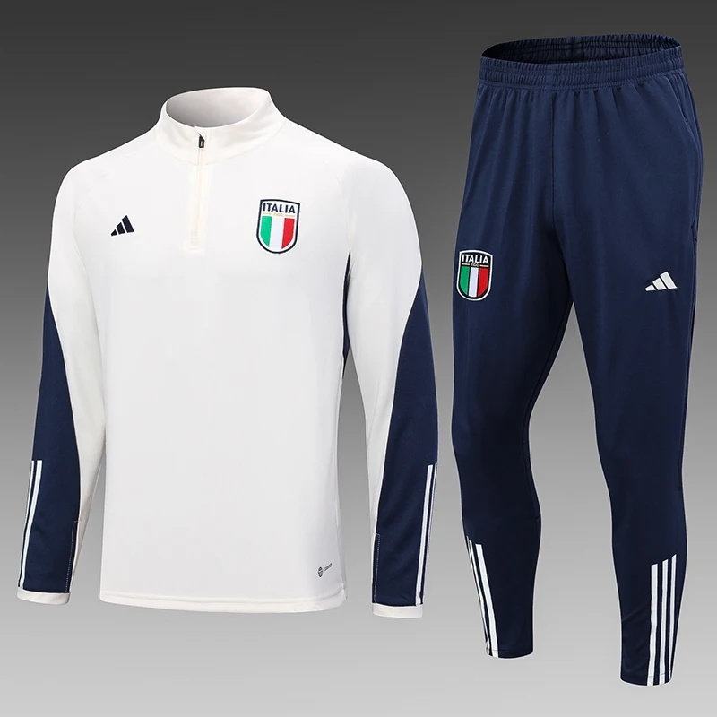 23-24 Italy Half Zipper Long Sleeved Off-white Training Suit