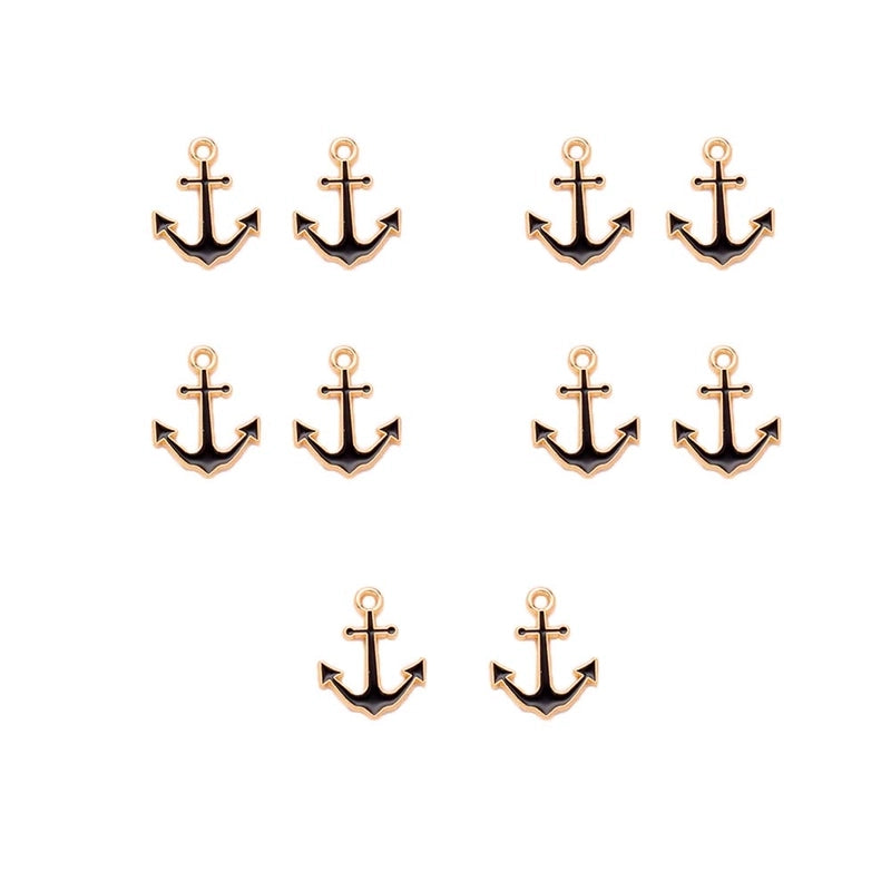8 Pieces 10 PCS/Package Alloy K Gold Plated Rudder Anchor Pendant Jewelry Accessories