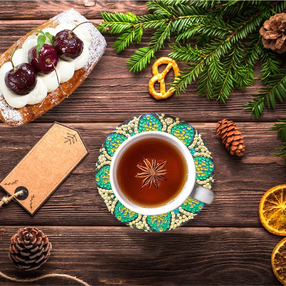 6pcs DIY Mandala Anti Slip Coasters Stackable Creative for Tabletop Protection