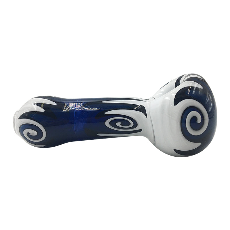 Blue & White Rotating Grain Glass Spoon Pipe