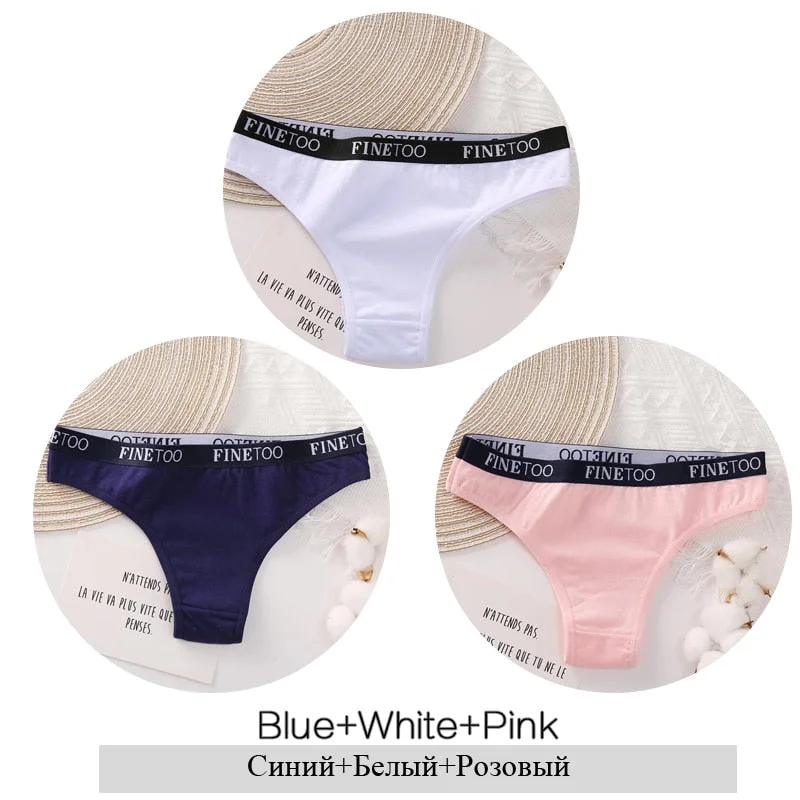 FINETOO Cotton Brazilian Panties Women Letter Underwear Ladies Low Waist Female Underpants Girls Soft Panty Comfortable Lingerie