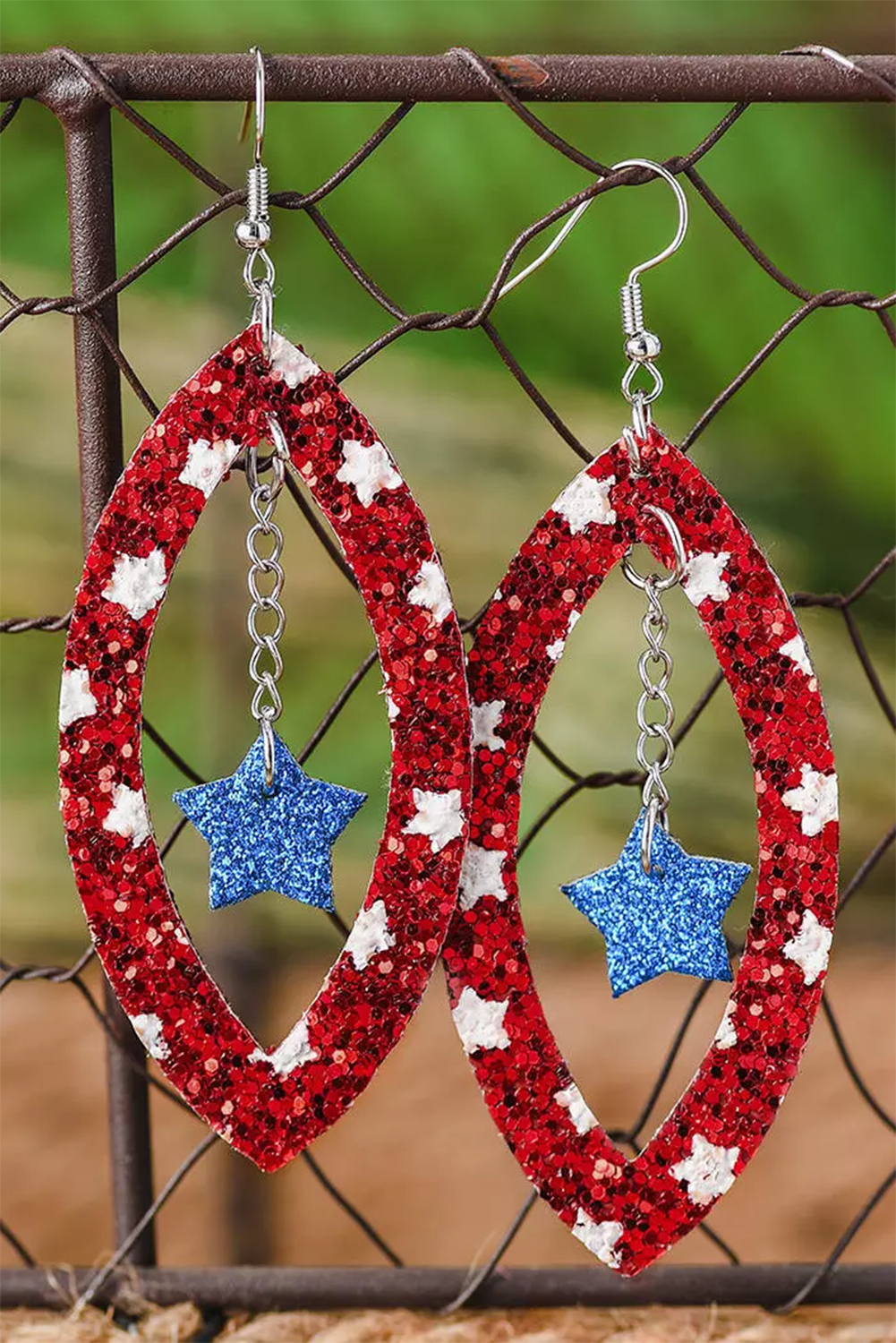 American Flag Earrings Stars Stripe Independence Day Leather Earrings