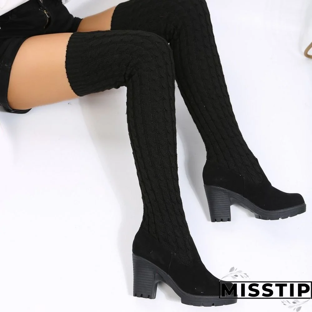 Dark Brown Casual Patchwork Solid Color Keep Warm Comfortable Shoes (Heel 8CM High)