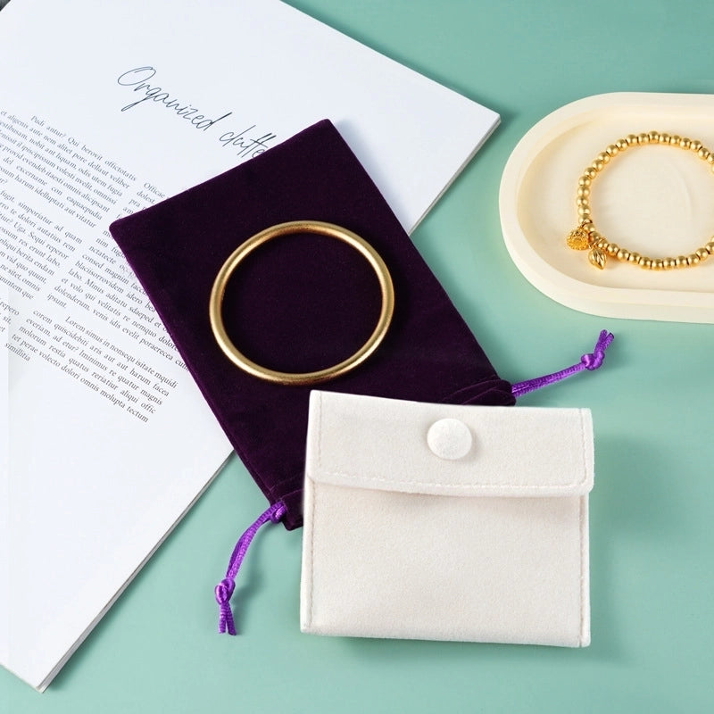 Minimalist Classic Style Solid Color Flannel Jewelry Packaging Bags