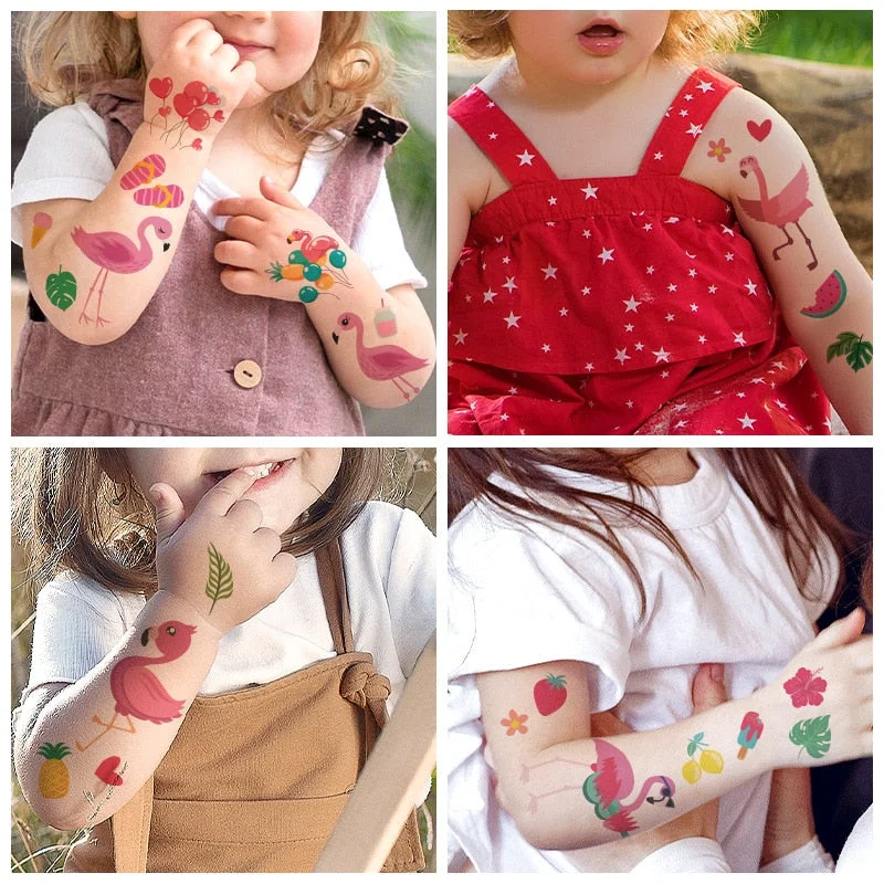 10 Kinds Flamingo Tattoos Disposable Temporary Realistic Pink Birds Flowers Beautiful Body Makeup Stickers Waterproof