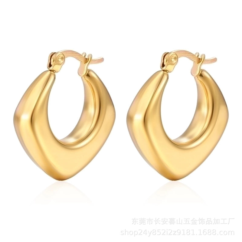 1 Pair Fashion Solid Color Plating 304 Stainless Steel 18K Gold Plated Earrings