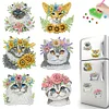 (US Local)6pcs Cat DIY Diamond Painting Fridge Magnets Craft Kit