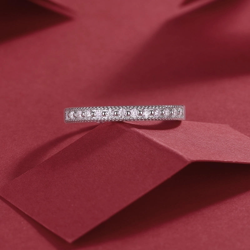 925 Sterling Silver Moissanite Geometric Adjustable Ring GRA Certificate