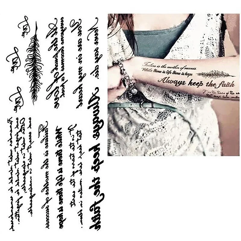 Waterproof Temporary Tattoo Sticker keep calm English Letters Words Tatto Stickers Flash Tatoo Fake Tattoos For Men Women