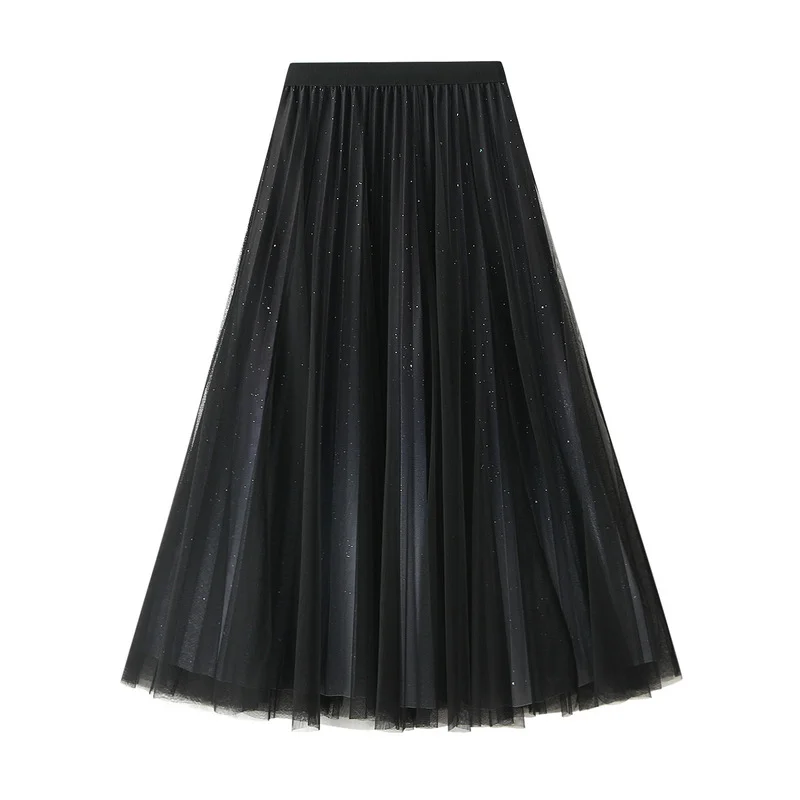Nigikala Nigikala Sky Gradient Yarn Dress 100-Fold Dress Female Net Yarn Skirt 2025 New Ocean Atmosphere Autumn And Winter Big Swing Skirt D1810