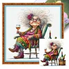Lady Drinking Red Wine-11CT Stamped Cross Stitch 40*40cm/15.75*15.75in tapestrymarket