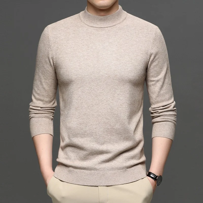 Men's Solid Color Casual Half Turtleneck Sweater