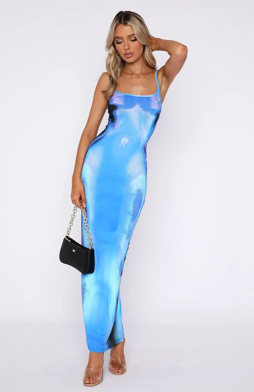 Brownm Sexy Abstract Digital Print Slim-fit Sheath Dresses