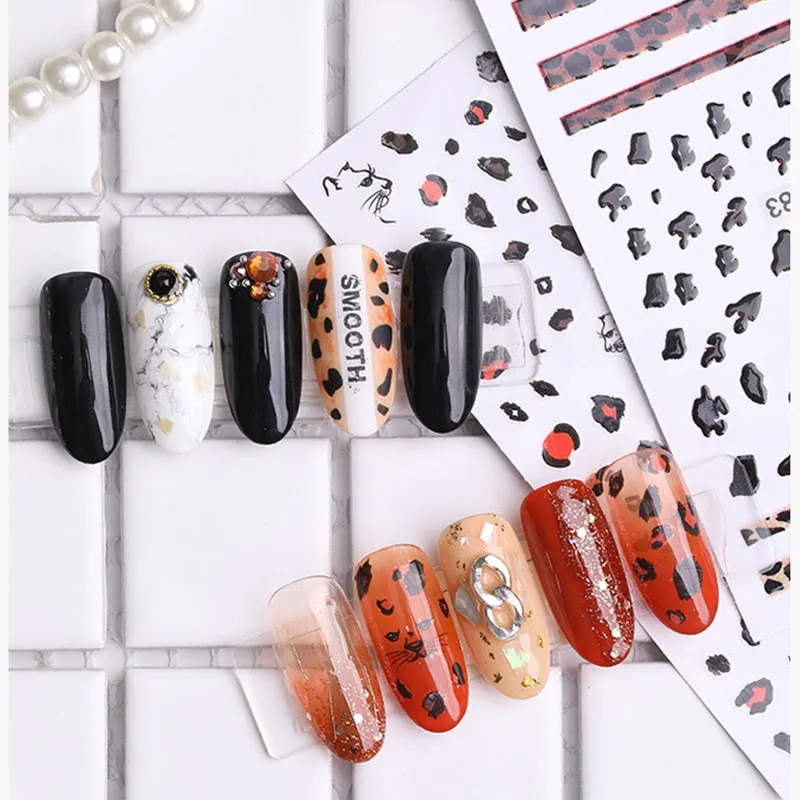 1pcs Sexy Leopard Nail Art Stickers Decals Animal Charm DIY Adhesive Manicure Decoration Accessory-Nail Inspo