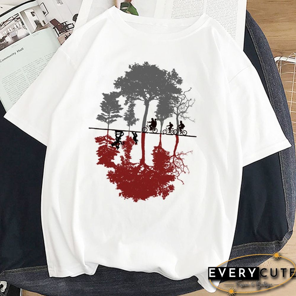 Stranger Things T Shirt Women Eleven Summer Casual Top Tee T-Shirt Female Femme Clothing Harajuku Funny Movie Shirt White Tshirt