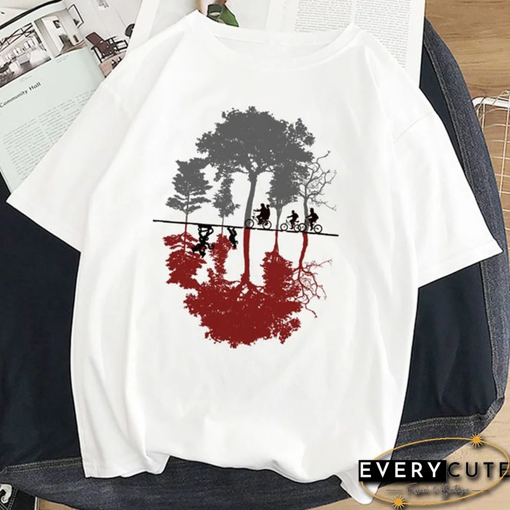 Stranger Things T Shirt Women Eleven Summer Casual Top Tee T-Shirt Female Femme Clothing Harajuku Funny Movie Shirt White Tshirt
