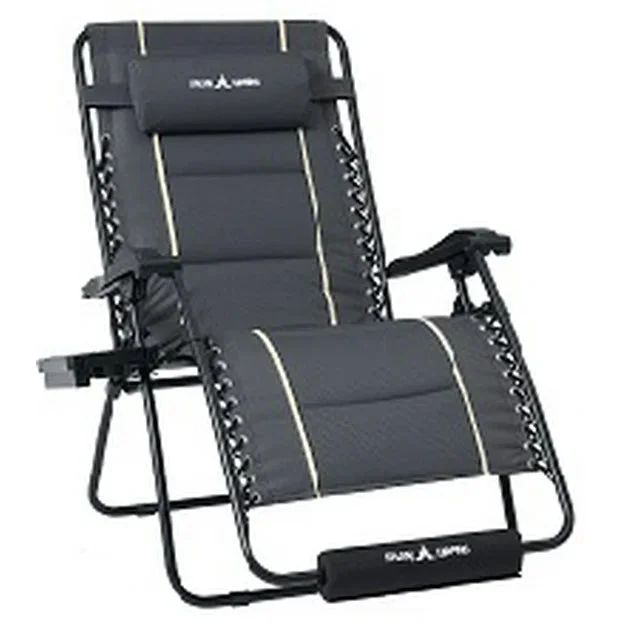 YUSEN Zero Gravity Chair XL 30In Oversized Outdoor Anti Gravity Chairs Patio Lounge Folding Adjustable Chair with Cup Holder Foot Pad & Padded Headrest, Support 500lbs