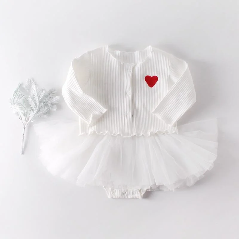 0-2Yrs Brand Baby Girl Clothes 2020 Spring Infant Multi-layer Screen Vest Skirt + Love Embroidered Jacket Girl Baby Gift