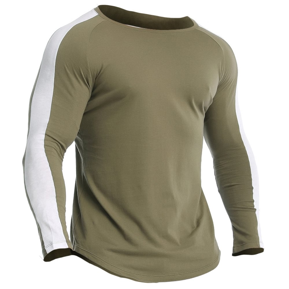 Men's Outdoor Running Fitness Colorblock Cotton T-Shirt-Compassnice®