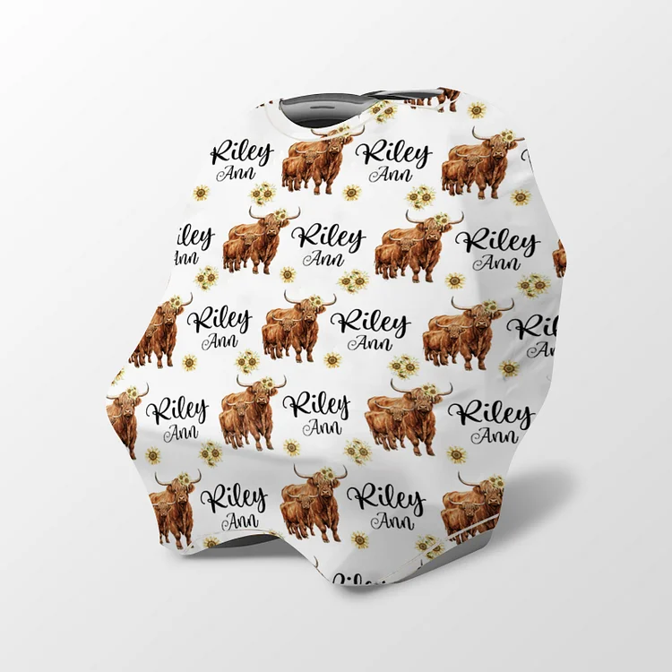 Personalized Highland Cow Baby Car Seat Canopy| Canopyl239